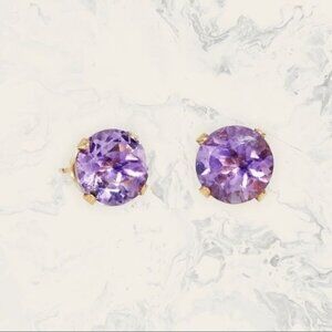 Savvy Cie Jewels 18K Yellow Gold Vermeil Amethyst Stud Earrings
